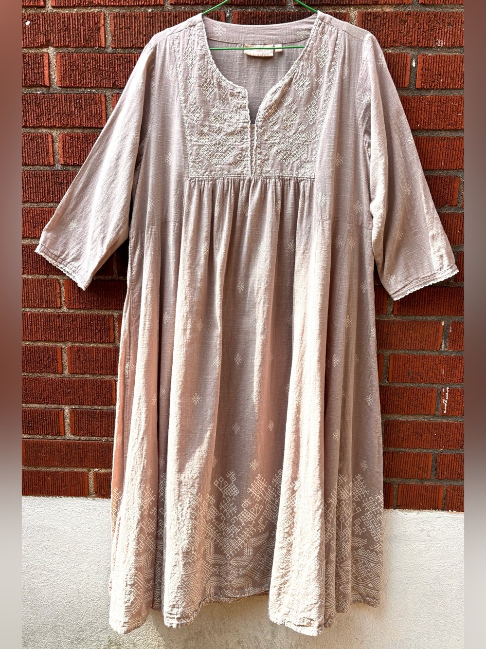 Women’s ' Embroidered Soft taupe Cotton kurta Dress
